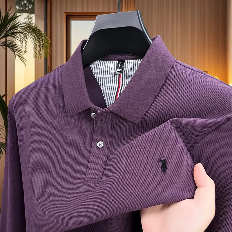 Fashion autumn and winter new item Paul brand embroidered polo shirt mens brand business casual comfortable long sleeved T-shirt