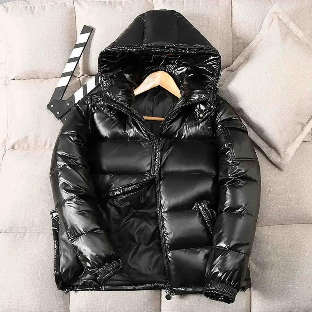 Shiny Parkas Hombre Buffer Bubble Thick Jackets Casual Men Fashion Shiny Stand Up Waterproof Male Parkas Quilted Padded Coat