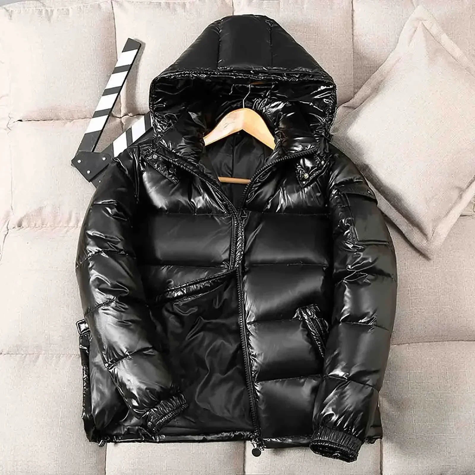 Shiny Parkas Hombre Buffer Bubble Thick Jackets Casual Men Fashion Shiny Stand Up Waterproof Male Parkas Quilted Padded Coat