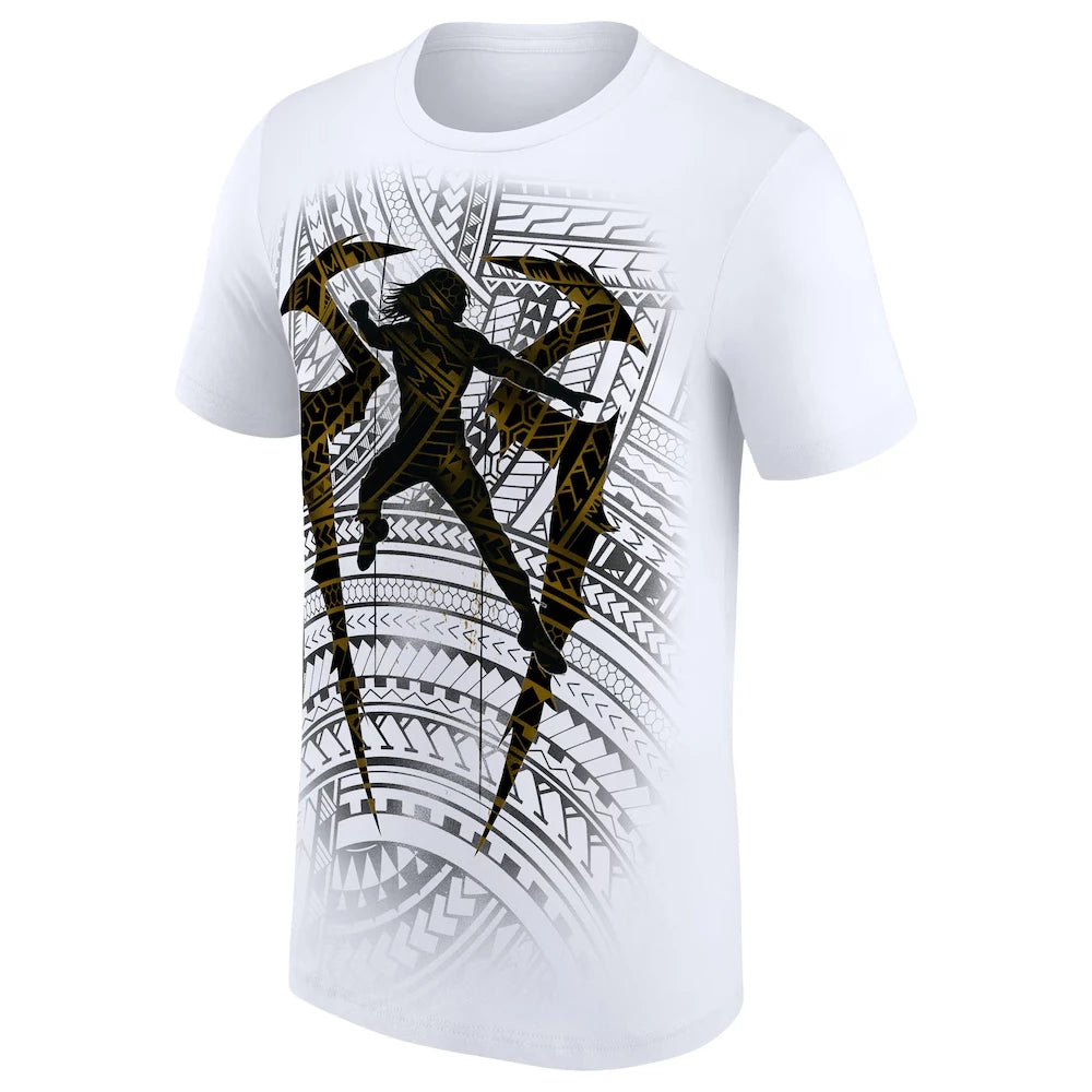 Men's White Roman Reigns Tribal Logo T-Shirt 3D Print Quick Drying Short Sleeve T-Shirt for Outdoor Sports Casual Wear 4XL