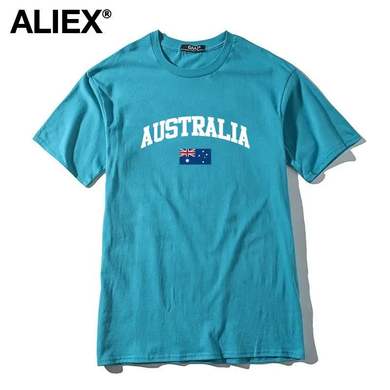 100 Cotton ALIEX Australia Flag T Shirt Men T Shirts Homme T-shirts For Man Top Top Tee 3XL Clothing Funny Tshirt Brand  UTSDA#