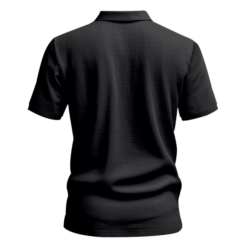 2025Summer New Men's Shirt British Style Loose Trendy Breathable Linen Casual Polo Collar Series POLO Shirt Short Sleeve