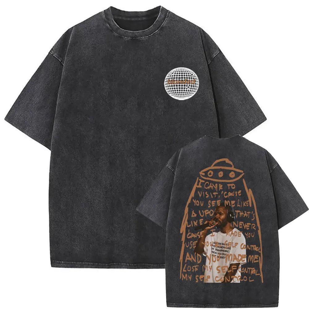 Washed Vintage Rapper Frank Oversized Tshirt Blond Graphic T-shirts Men Women Ocean Hip Hop T Shirt Men's Fashion Casual Tees