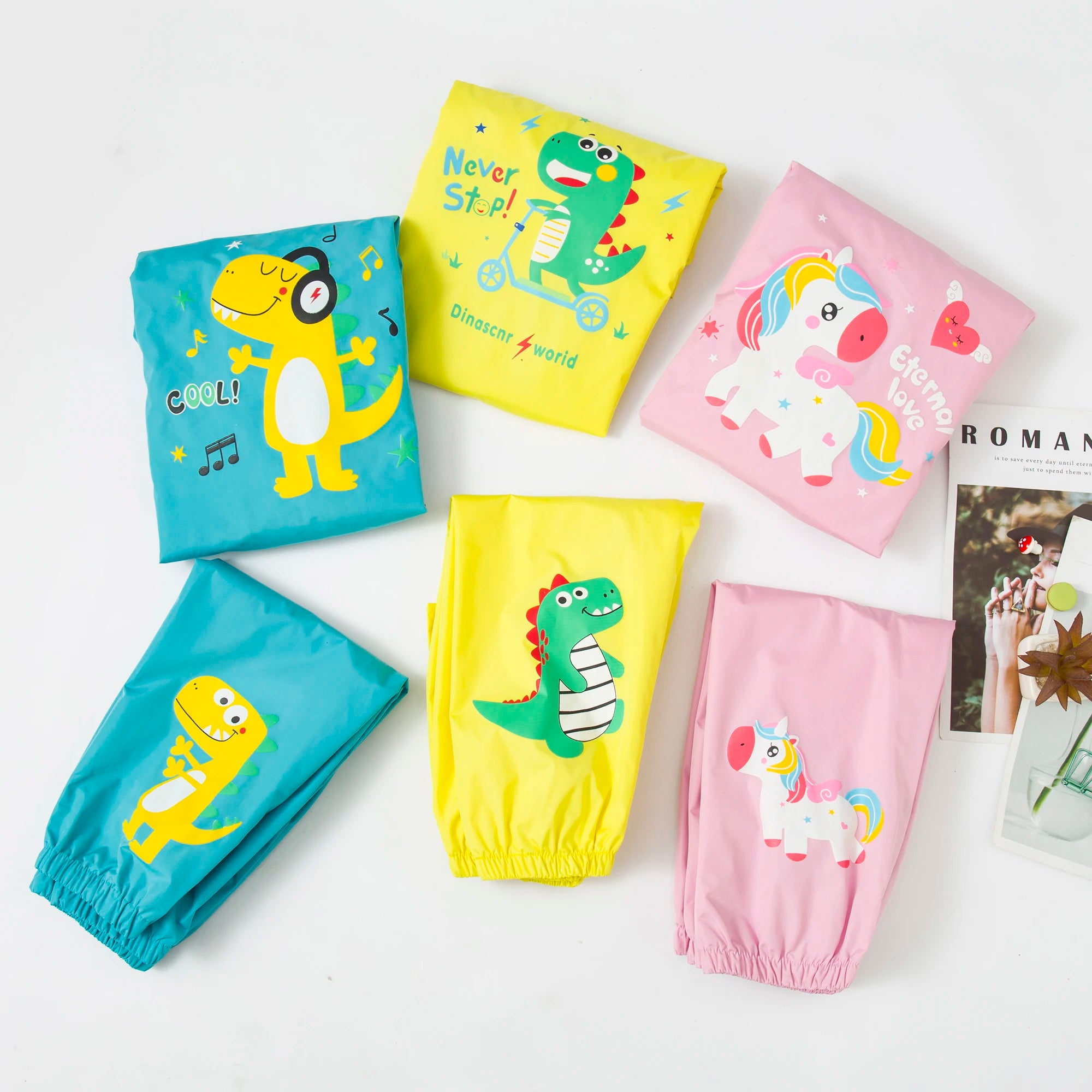 Spring Unicorn Waterproof Clothes Long Sleeve Boy Girls Outfits Hoodie Coat+Pants Sets Raincoat Children Clothing 2 4 6 Years