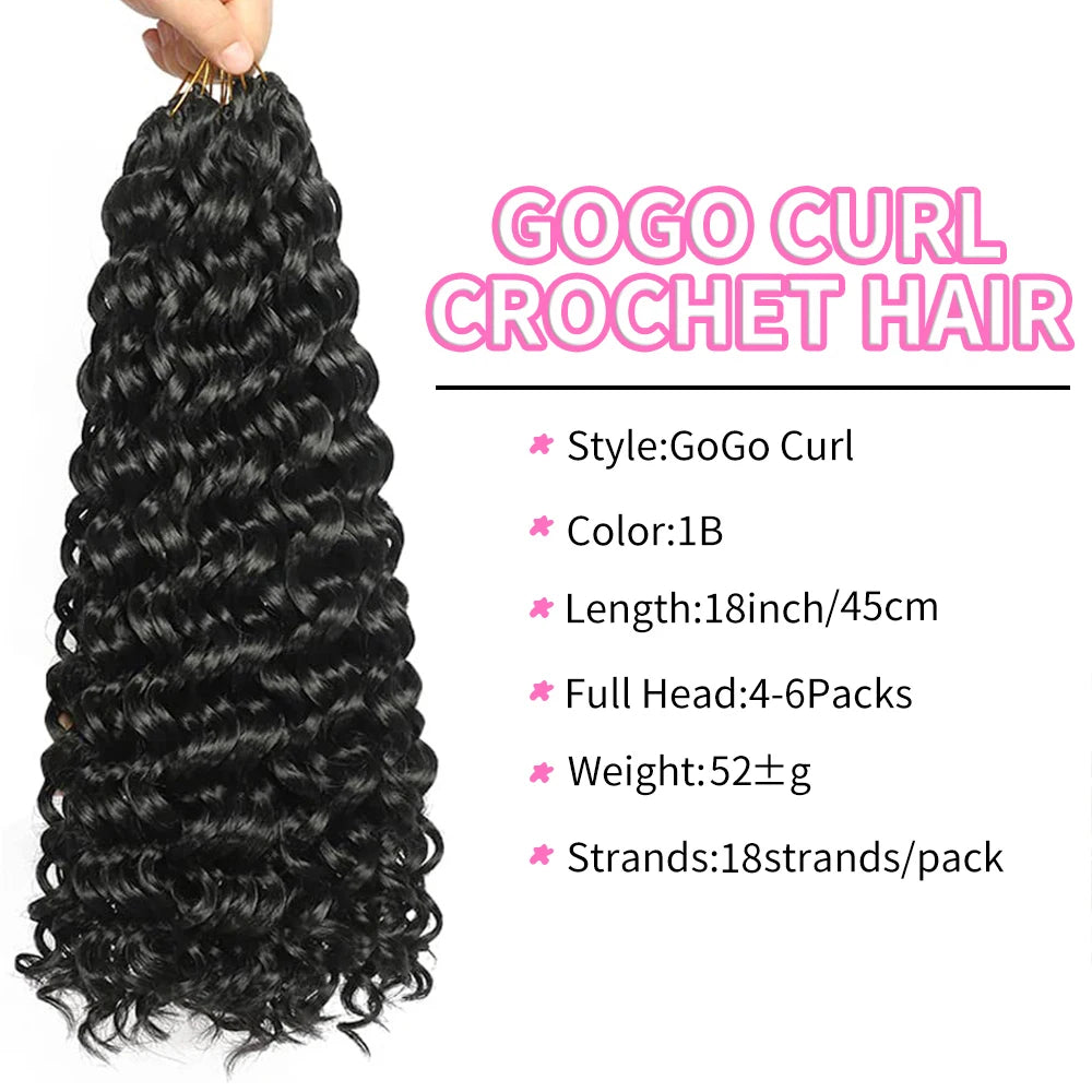GoGo Curl Crochet Hair 10/18 Inch Short Curly Crochet Hair for Women Water Wave Beach Curl Deep Twist Crochet Braids Synthetic
