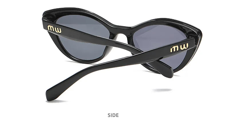Fashion Cat Eye Women's Sunglasses 2025 Luxury Brand Designer Black Leopard Small Frame Sun Glasses UV400 Girl Letter Eyewear