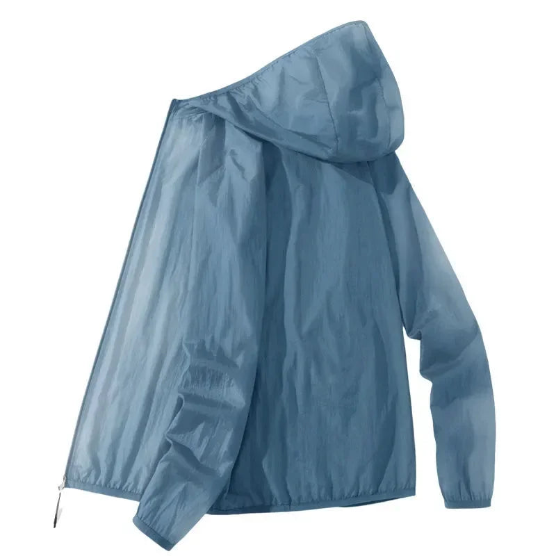Men Summer Thin Sun Protection Jacket Outdoor Zipper Hooded Loose Casual Outerwear UV-proof Breathable Quick Dry Cycling Coats