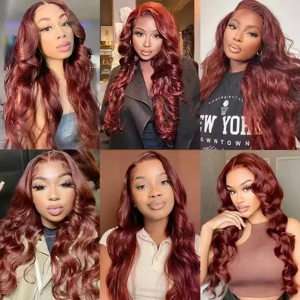 HD Reddish Brown Body Wave 13x4 Lace Front Human Hair Wigs Colored 100% Vietnamese Remy Human Hair Wigs Pre Plucked For Women