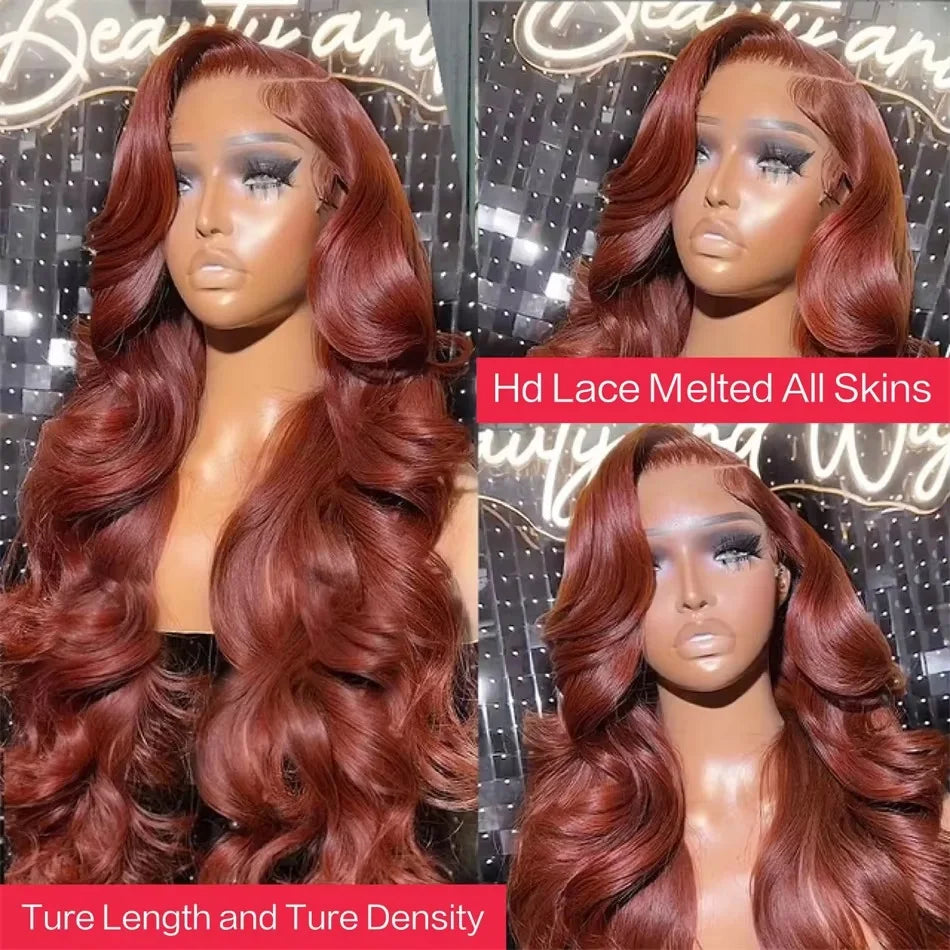 HD Reddish Brown Body Wave 13x4 Lace Front Human Hair Wigs Colored 100% Vietnamese Remy Human Hair Wigs Pre Plucked For Women