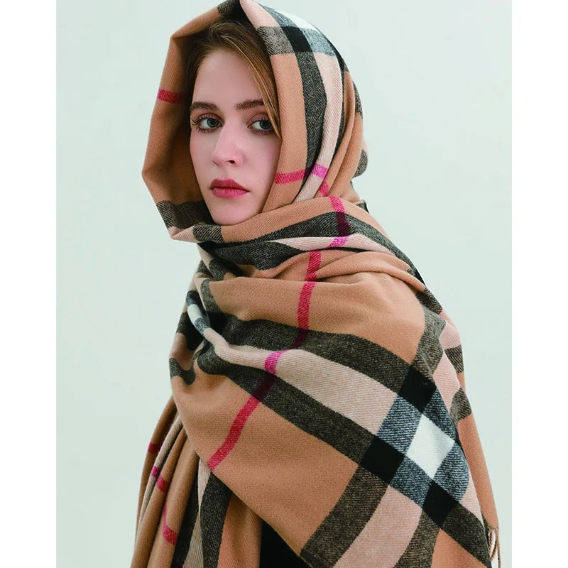 Premium Cashmere Plaid Scarf - Blend of Classic Charm & Modern Elegance
