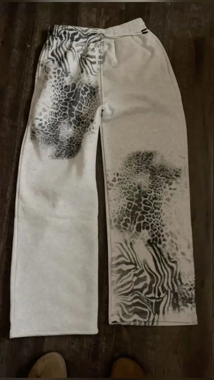 Retro Animal Print Sweatpants Y2K Clothes Men Women Harajuku Hip Hop Retro Graphic Baggy Sweatpants Elastic Waist Casual Trouser
