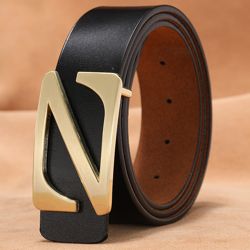 New Retro Smooth Buckle Belt Men's Oversized Leather Pure Cowhide Letter Belt Designer Belts Men High Quality