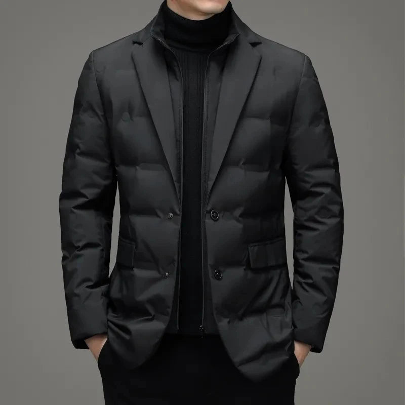 High Quality Men's Handsome down Jacket with Scarf Collar M-6XL Big plus Size for Middle-Aged Dad Fashionable Outerwear