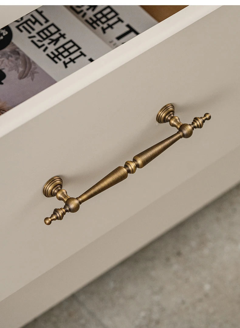 European  Vintage Bronze / Vertical lines Solid Brass Drawer Knobs T bar Handle Bedroom Pulls Kitchen Cabinet Door Handle Pull