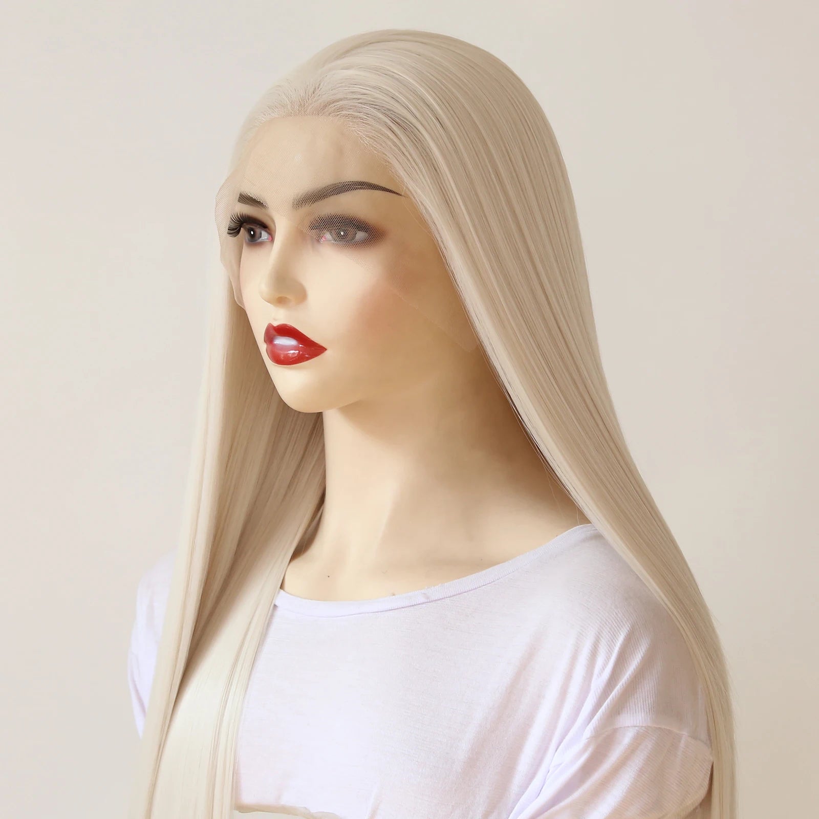 Platinum Blonde Wig 13x4 Synthetic Lace Front Wig Long Straight 40inch Synthetic Wig Pre Plucked Heat Resistant Fiber Hair Wig