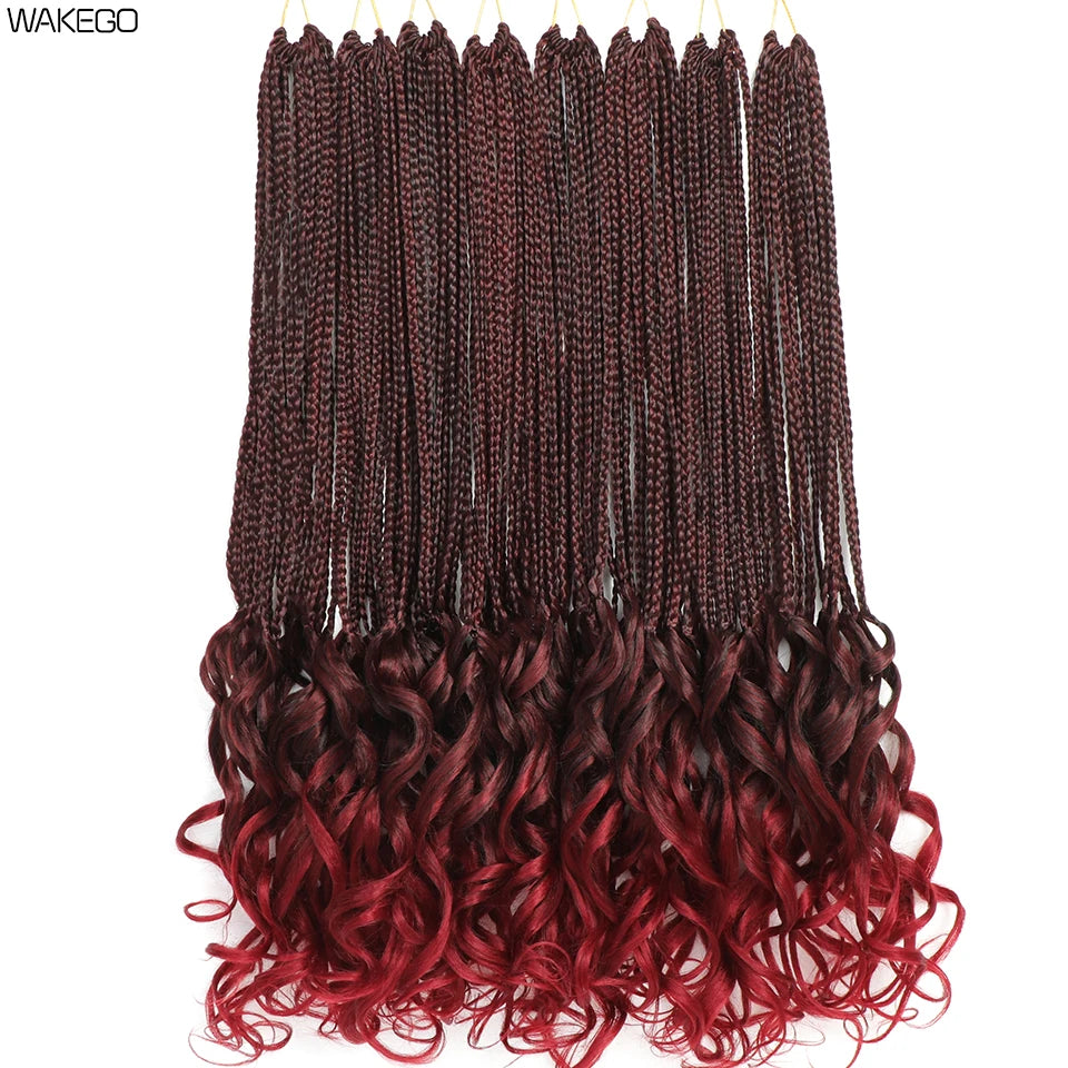 24 18 14 Inches French Curly Crochet Braids New Goddess Box Braids Bouncy French Curl Braid Hair Crochet Synthetic Braiding Hair