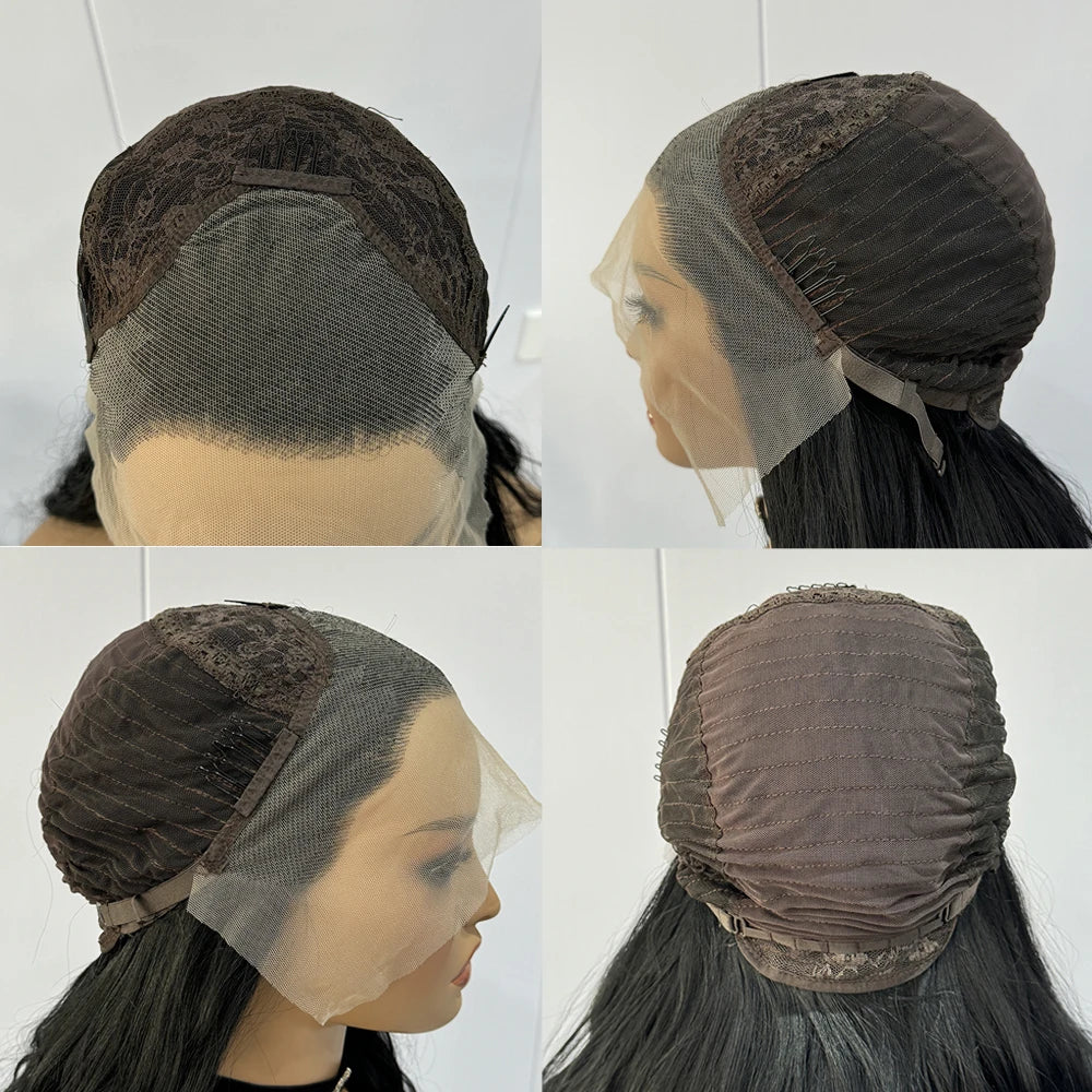 Brown Wave Wig Synthetic Lace Front Wigs For Women Long Deep Wave Lace Hair Frontal Wig White Wig Orange Heat Resistant Cosplay