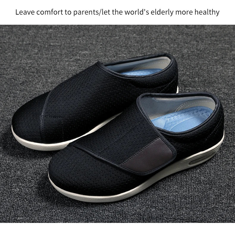 Walking Shoes Men Diabetic Shoes Elderly Casual Solid Color Flat Shoes Oldmen Soft Comfortable Sneakers Plus Size