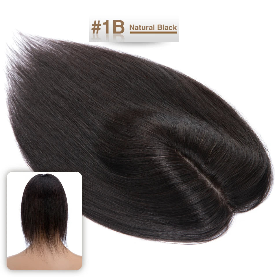 S-noilte 7x13cm Real Hair Toppers Silk Base Natural Hair Wig 100% Human Hair Prosthesis woman Brown Wigs Clip In Hair Extensions