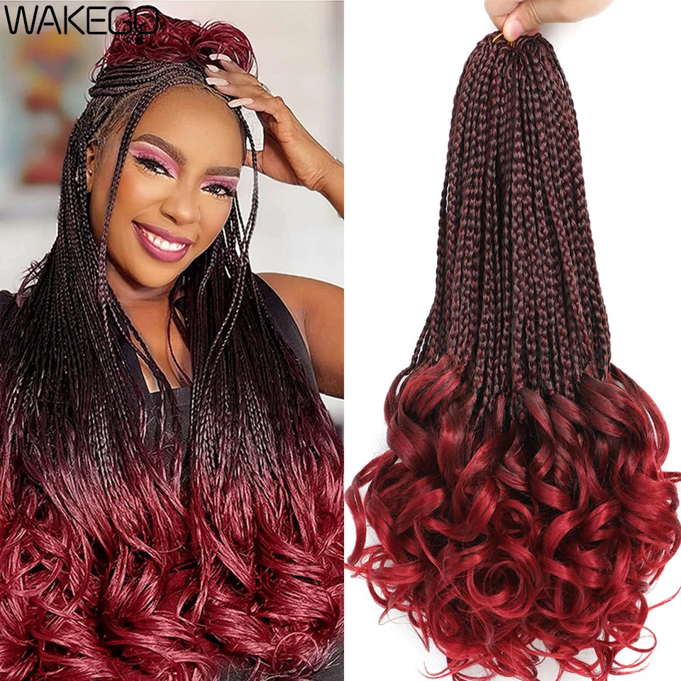 24 18 14 Inches French Curly Crochet Braids New Goddess Box Braids Bouncy French Curl Braid Hair Crochet Synthetic Braiding Hair