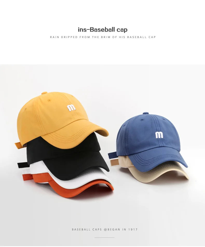 Embroidered M Baseball Cap For Women Men New Spring Summer Cotton Solid Sunhat Sports Snapback Caps Fashion Hip Hop Fishing Hat