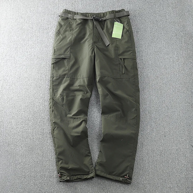 6XL Thick Waterproof Warm Fleece Cargo Pants Men Winter Outdoor Plus Velvet Multi-pockets Loose Straight Casual Overall Trousers