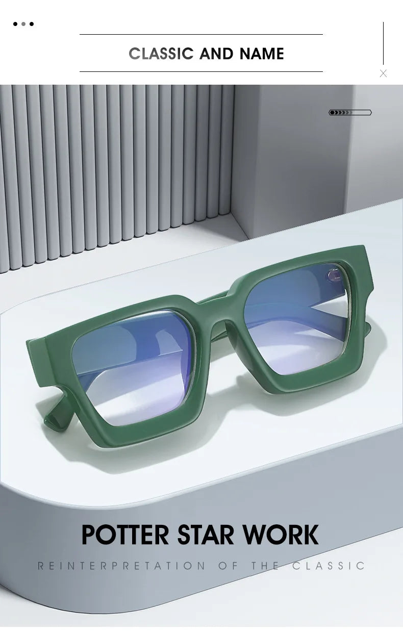 SHAUNA Retro Women Anti Blue Light Glasses Frame Fashion Men Square Optical Eyewear