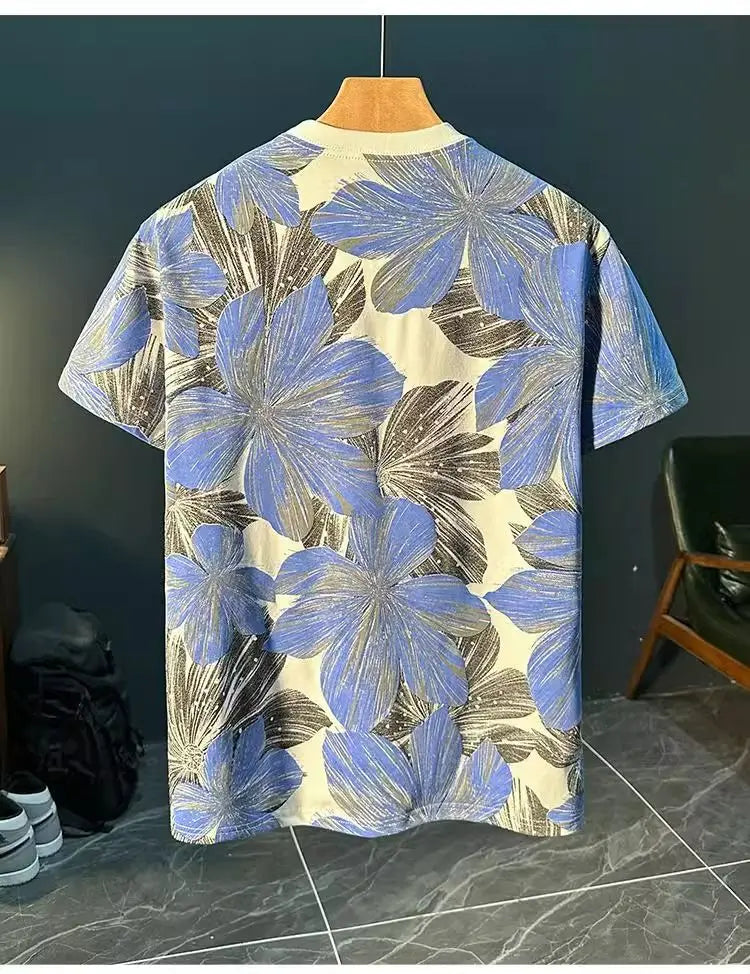 Loose Short-sleeved Thin Versatile Top Short-sleeved T-shirt for Men Summer Thin Full-body Printed Casual Breathable Trendy