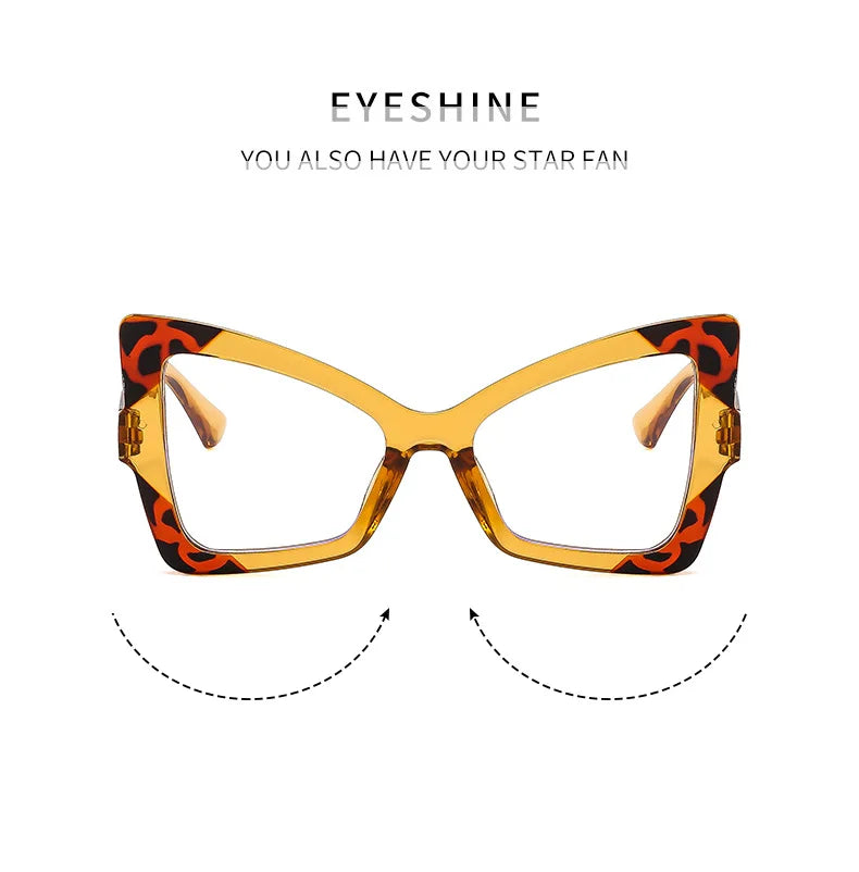Big Frame Cat Eye Reading Glasses For Women Color Block Design Anti-blue Light 1.0 To 4.0 Strength Large Optical Lenses 802349