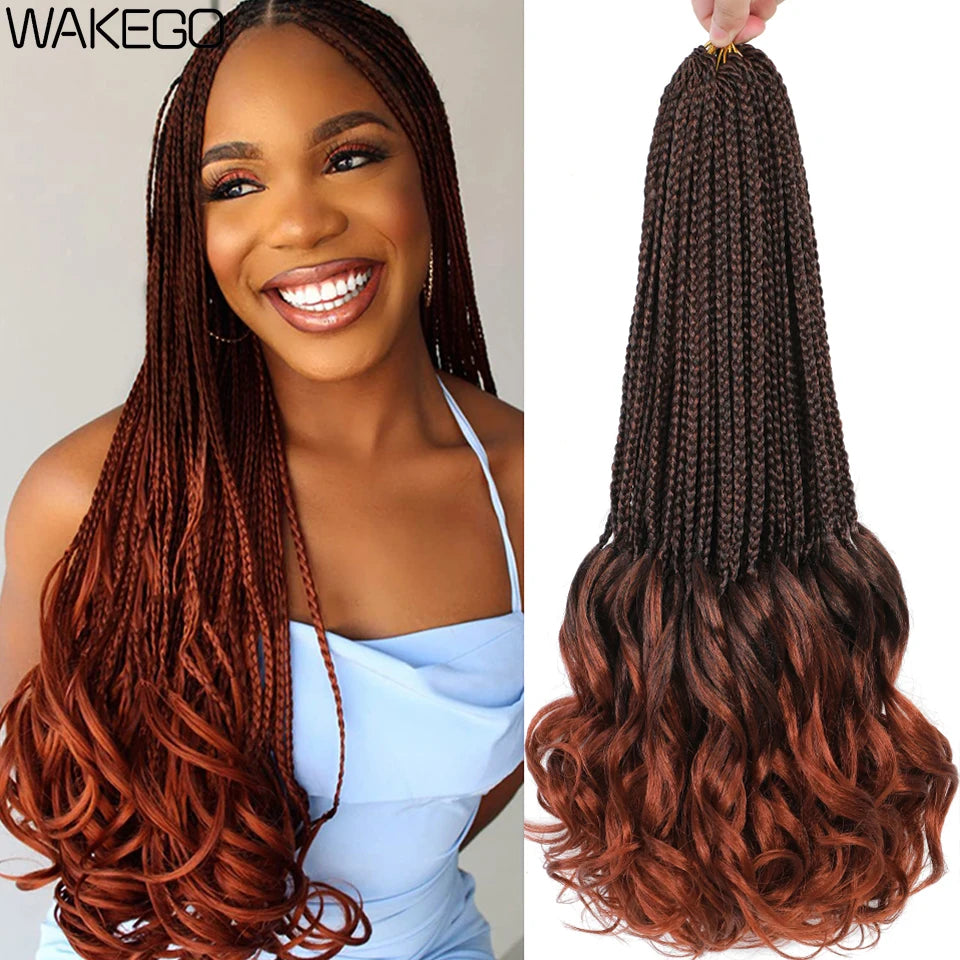 24 18 14 Inches French Curly Crochet Braids New Goddess Box Braids Bouncy French Curl Braid Hair Crochet Synthetic Braiding Hair