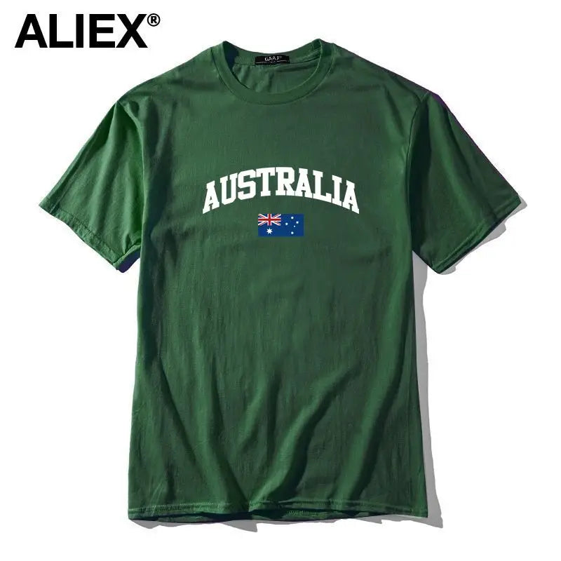 100 Cotton ALIEX Australia Flag T Shirt Men T Shirts Homme T-shirts For Man Top Top Tee 3XL Clothing Funny Tshirt Brand  UTSDA#