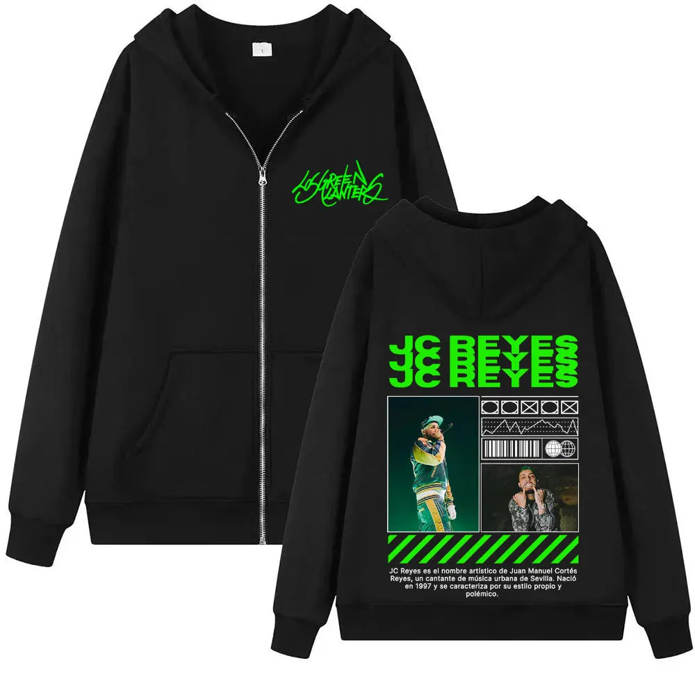 Rapper Jc Reyes Album Tour 2025 Cover Zipper Sweatshirts for Men Vintage 90s Hip Hop Style Jacket Unisex Harajuku Zip Up Hoodies
