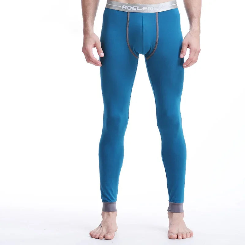 Men's long Johns single-piece thin tight-fitting underpants line pants thermal pants slim cotton woolen pants autumn and winter