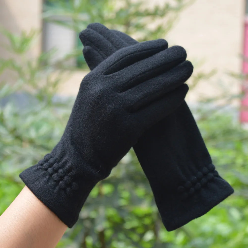Wool Cashmere Slim Thin Vintage Windproof Touch Screen Gloves Women Winter Full Finger Hand Warm Glove Female Casual Wholesale