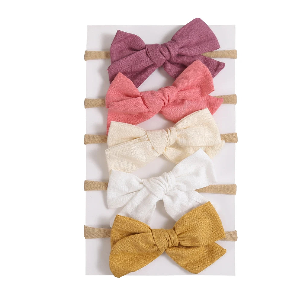 5Pcs/Lot Baby Headband for Baby Girls Soft Nylon Elastic Solid Color Hairband Print Hair Bow Kids Headwear Baby Hair Accessories