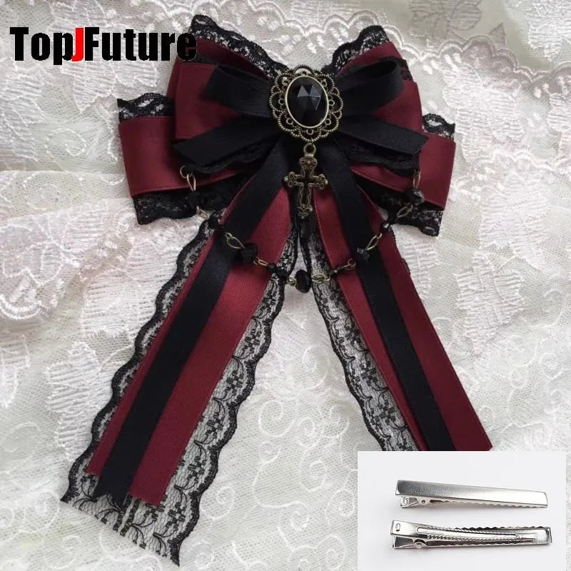“Castle Night“ Gothic Women Subculture Punk Y2K girl Harajuku dark Bow Hairpin Hair clip Edge clamp Hair accessories headband