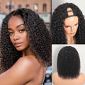 Glueless Upgrade U Part Human Hair Wig 180% Density Kinky Curly Wigs for Women No Leave Out No Glue Beginner Friendly Natural