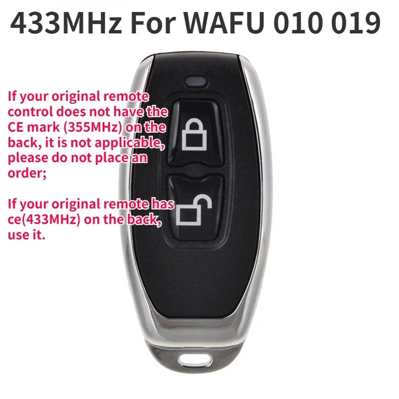 1pcs WAFU 433MHz Remote Controller Door Lock Remote Control Key For WF-010 WF-019 WF-011A Invisible Door Lock