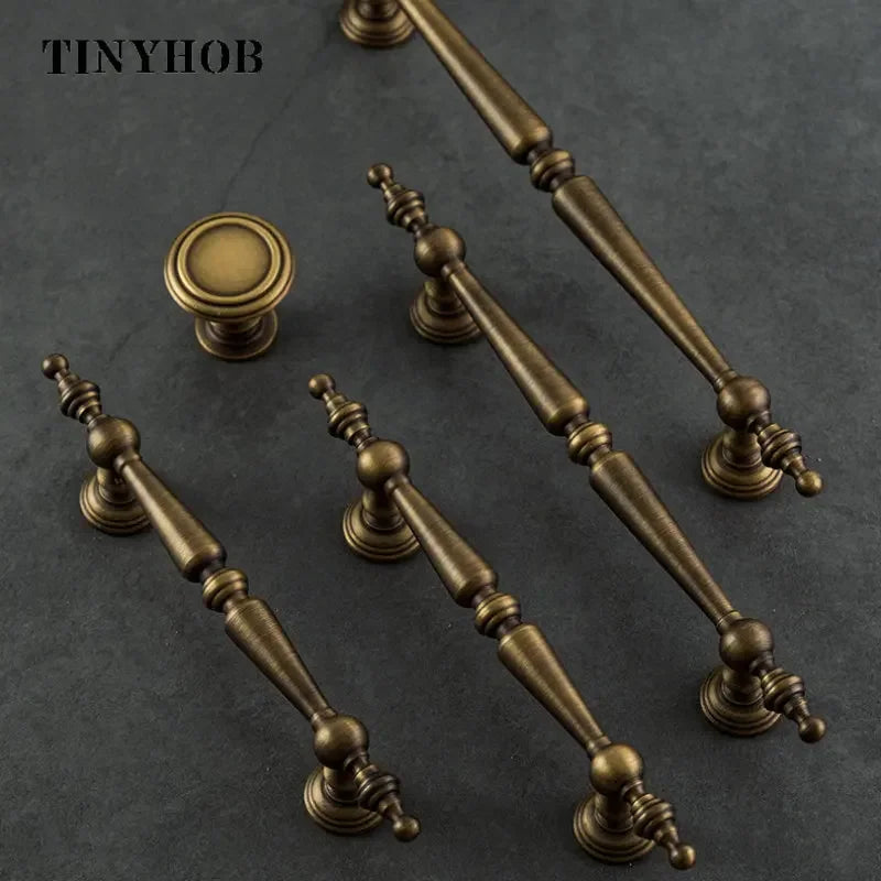 European  Vintage Bronze / Vertical lines Solid Brass Drawer Knobs T bar Handle Bedroom Pulls Kitchen Cabinet Door Handle Pull