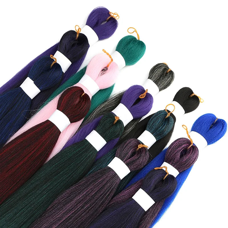 Easy Crochet Braids Ombre Hair Extensions Bundles Yaki Straight EZ Braiding Pre Stretched Synthetic Braid For African Women 6pcs