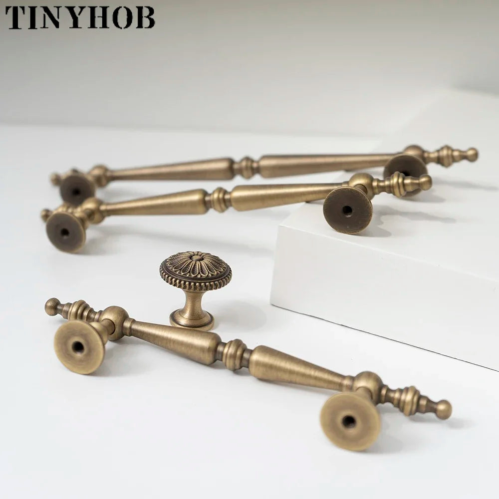 European  Vintage Bronze / Vertical lines Solid Brass Drawer Knobs T bar Handle Bedroom Pulls Kitchen Cabinet Door Handle Pull