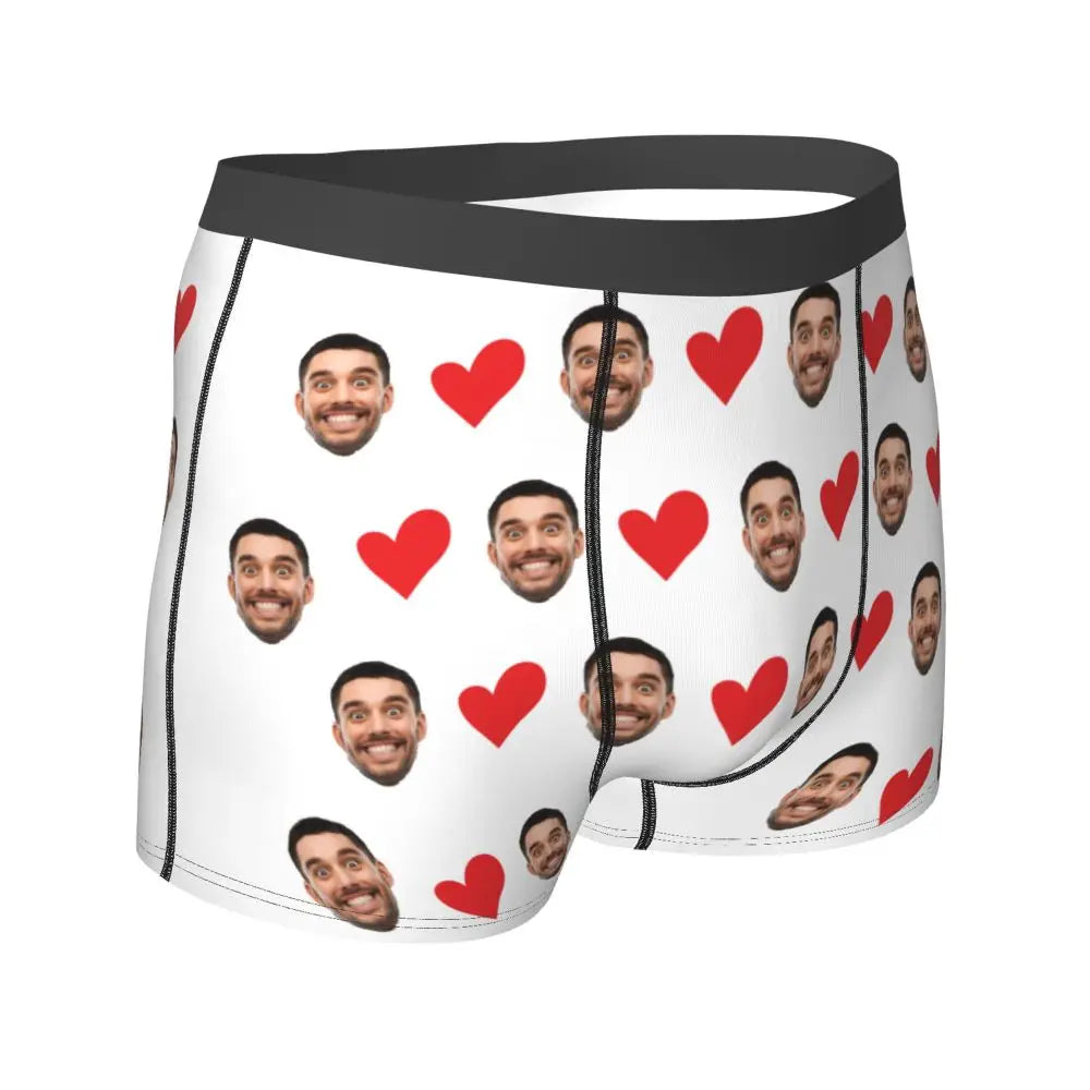 Personalized Face Photo Underwear - Custom Heart Boxer Briefs - Custom Men Briefs - Gift For Husband - Anniversary Gift for Dad