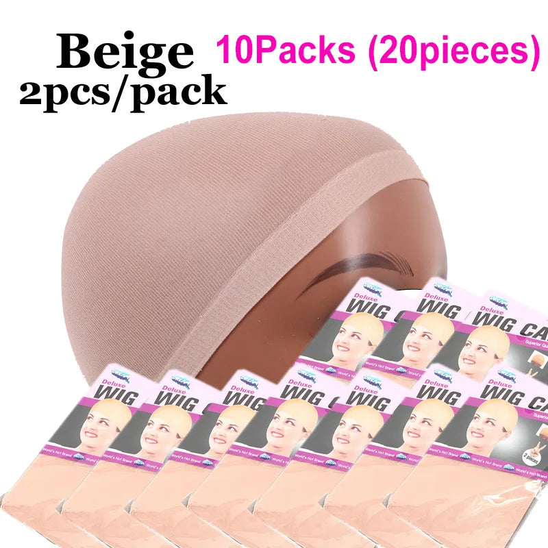 Dark Brown Wig Cap For Lace Front Wigs 20Pcs (10 Packs) Nylon Wig Cap For Wigs Making Stretchy Stocking Wig Caps For Women