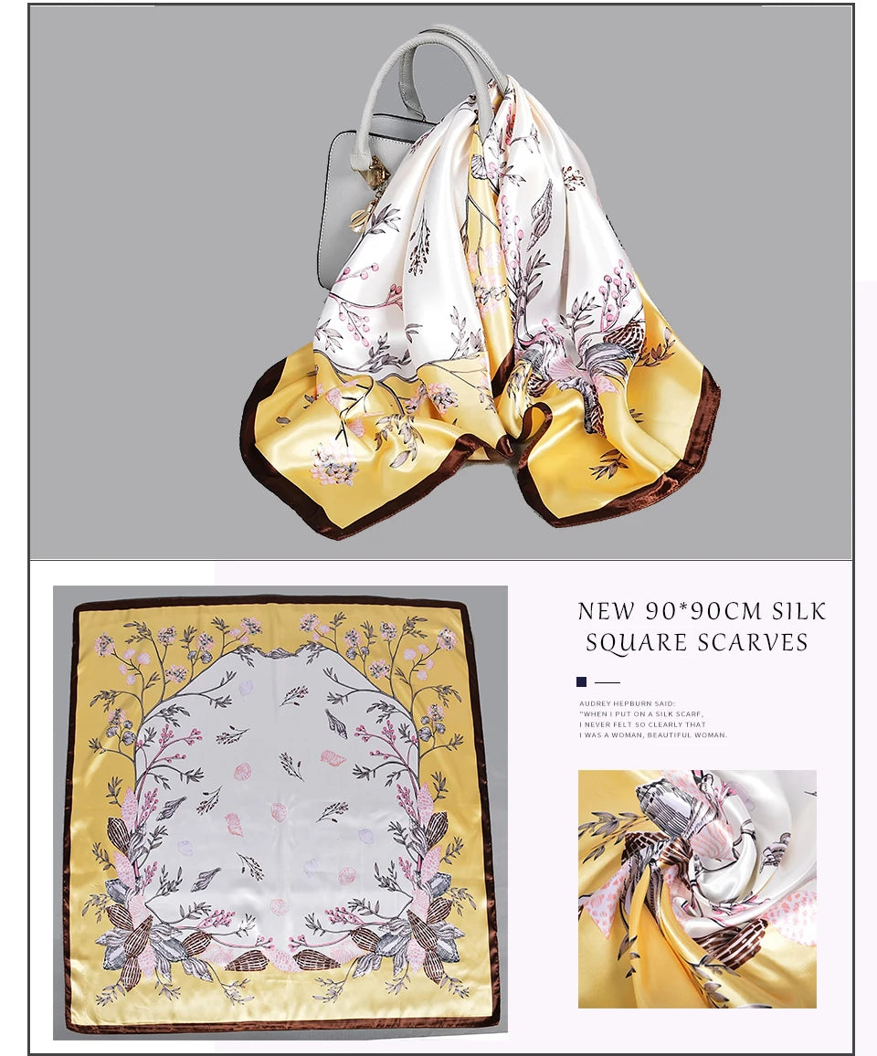 BYSIFA| Blue Pink Silk Women Scarf Spring Fashion Chinese Style Elegant Square Scarves Shawls Fouldard Fall Winter Scarves Wraps