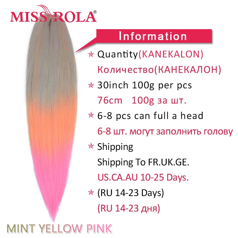 Miss Rola Synthetic Wholesale Bulk 6 Pieces 30Inch 28Inch 26Inch Pre Stretched Jumbo Braiding Hair Kanekalon EZ Twist Braid Hair