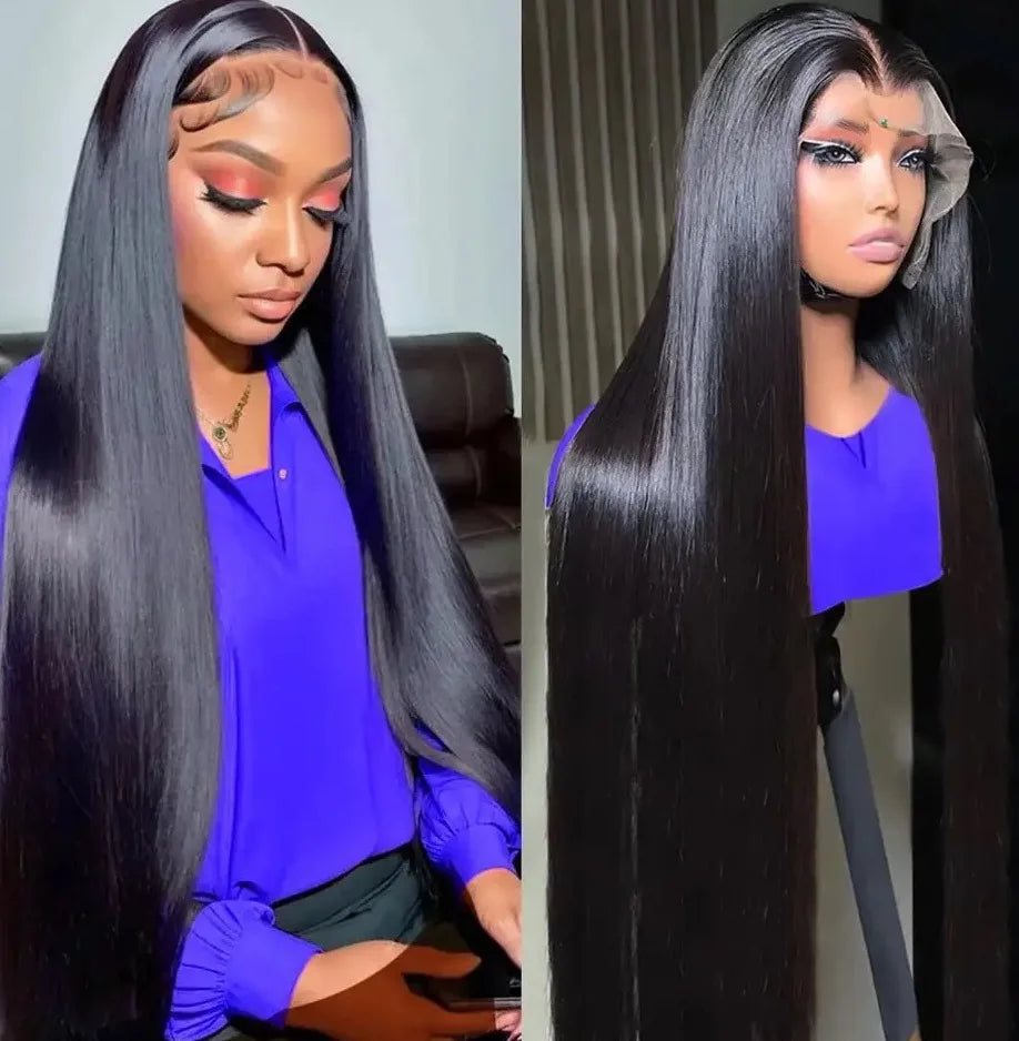 Silky Straight 13X4 Lace Frontal Synthetic Wig For Women Natural Hairline Baby Hair Preplucked Bleach Knots Cosplay Daily Party