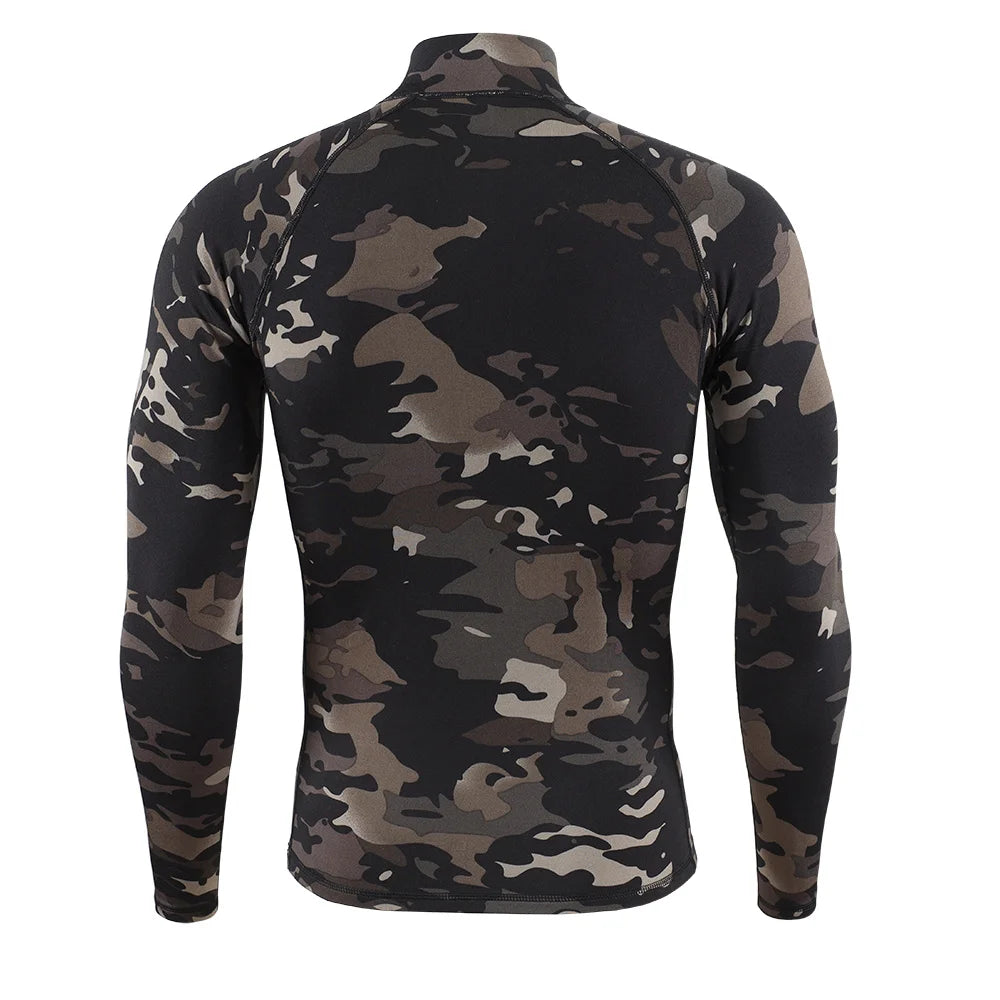New Outdoor Sports Underwear Camo Training Long-Seeved Tops + Pants Suit Fitness Camping Army Hiking Hunting Underwear Clothes