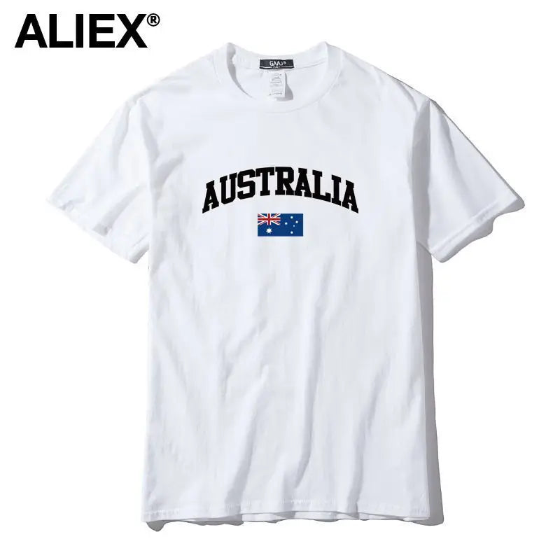 100 Cotton ALIEX Australia Flag T Shirt Men T Shirts Homme T-shirts For Man Top Top Tee 3XL Clothing Funny Tshirt Brand  UTSDA#