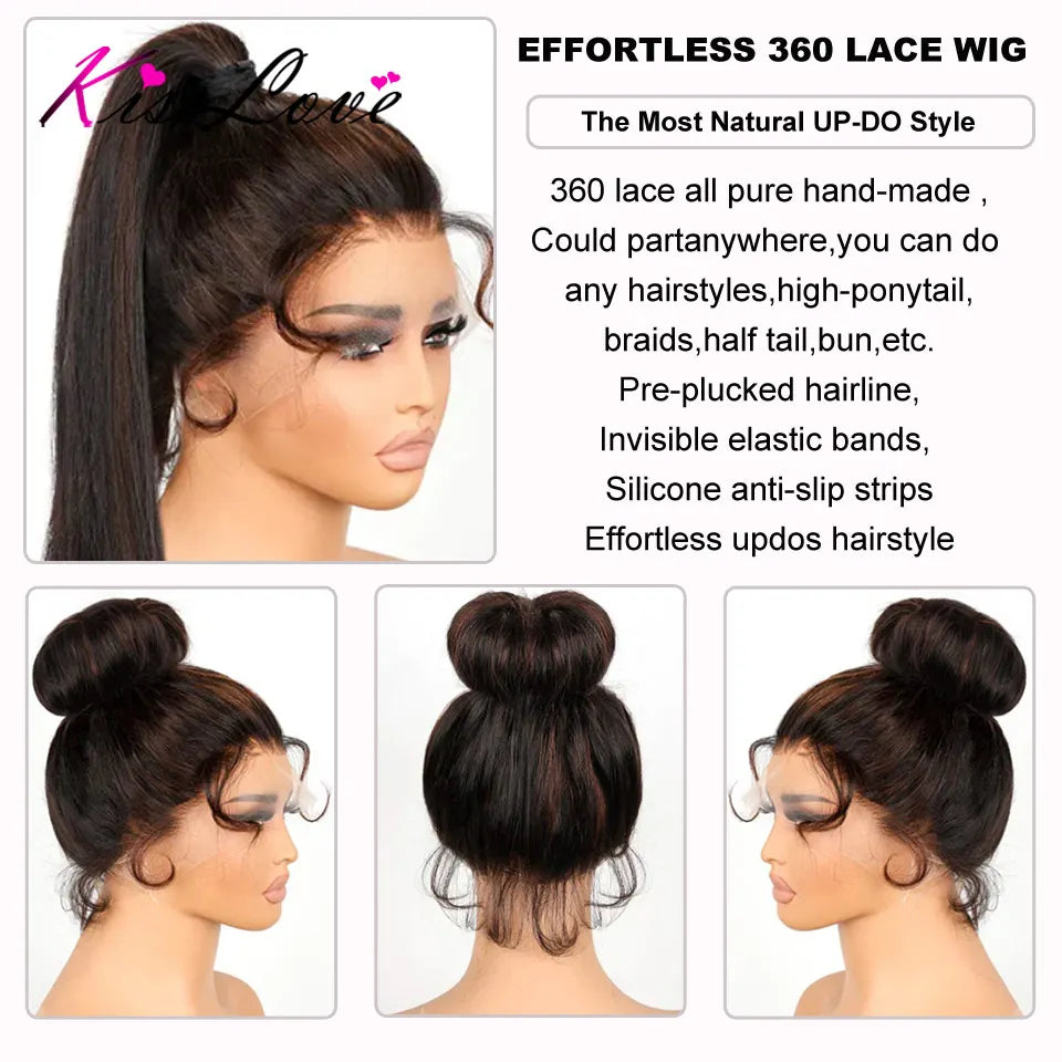 Straight Invisi Strap Snug Fit 360 Full Lace Wigs Pre-Everything HD Transparent Lace Frontal Wig Glueless Human Hair Ready To Go