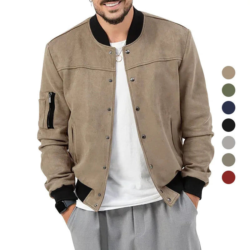 24  Autumn/Winter Suede Men's Button Cardigan Jacket Casual American